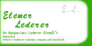 elemer lederer business card